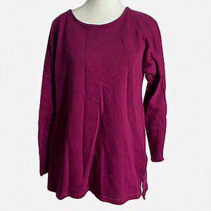 Crown & Ivy Crown purple with navy blue lace up the back 3/4 Sleeve‎ Top